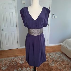 Tibi silk purple open back short dress